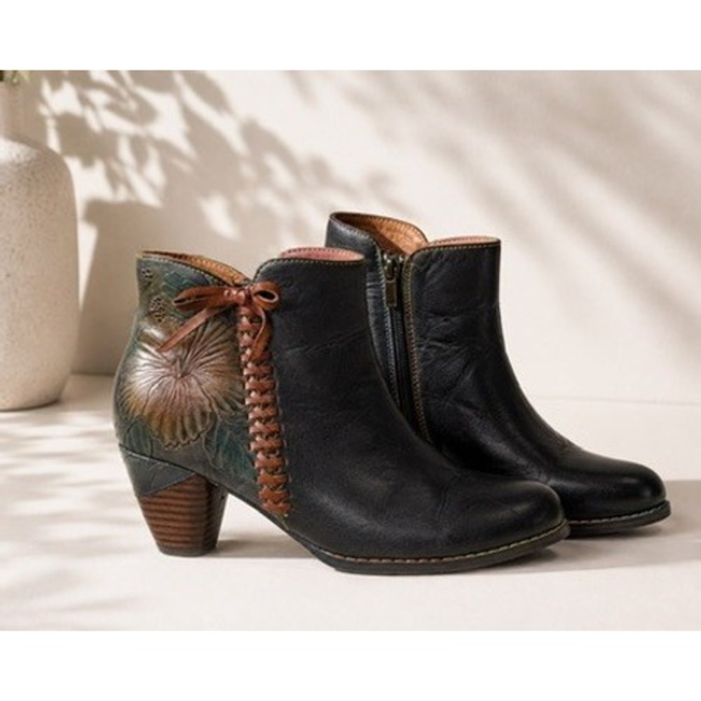 L'Artiste by Spring Step x Jane & Coco Allurable Floral Tooled Ankle Boots 40
